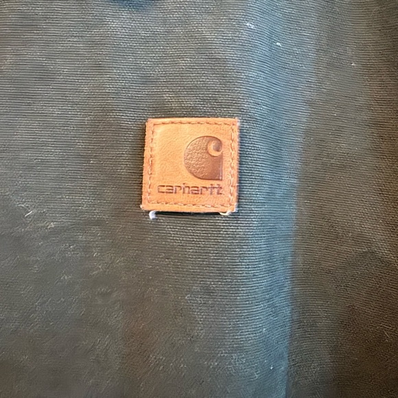 Vintage Carhartt Men’s Dark Green Canvas Jacket with Brown Collar; Size Large - Picture 4 of 9